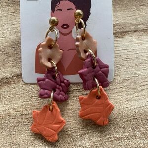 Autumn Leaf Dangle Clay Earrings